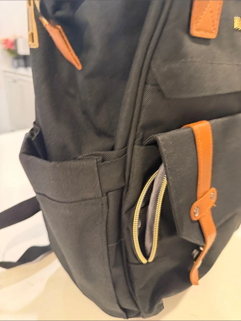 Kasibon Black & Tan Backpack - Durable Canvas Travel Bag